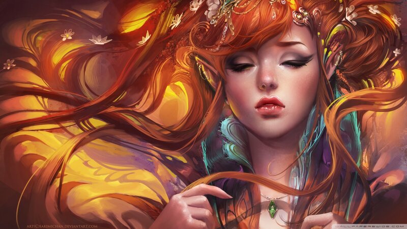 elf woman with flowing hair