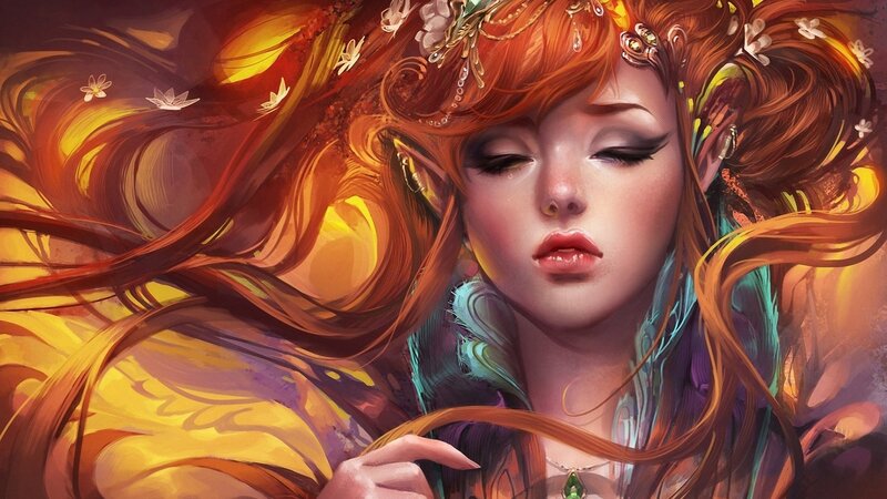elf woman with flowing hair
