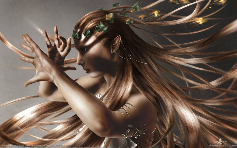 elf woman with flowing hair