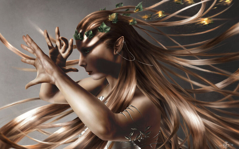 elf woman with flowing hair