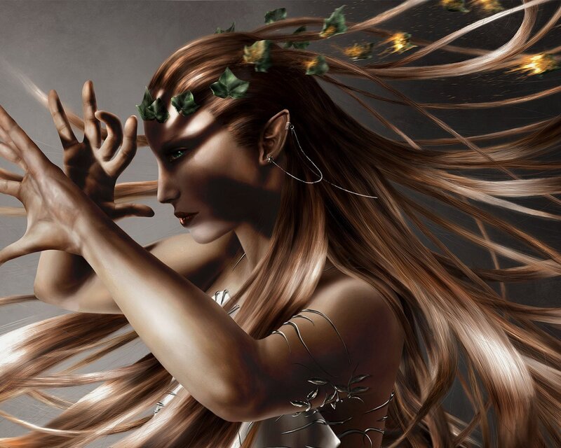 elf woman with flowing hair