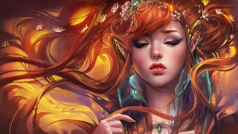 elf woman with flowing hair