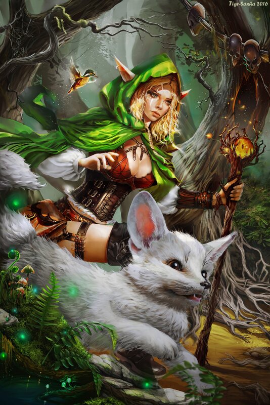 Elf Woman with Fox
