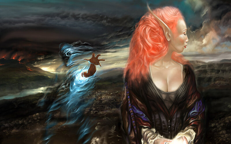 Elf Woman with Ghost
