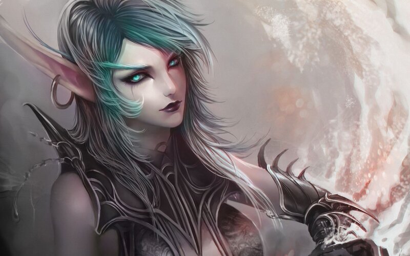Elf Woman with Glowing Eyes — Gray