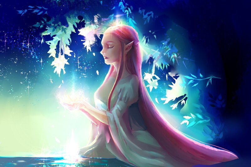 Elf Woman with Glowing Hands