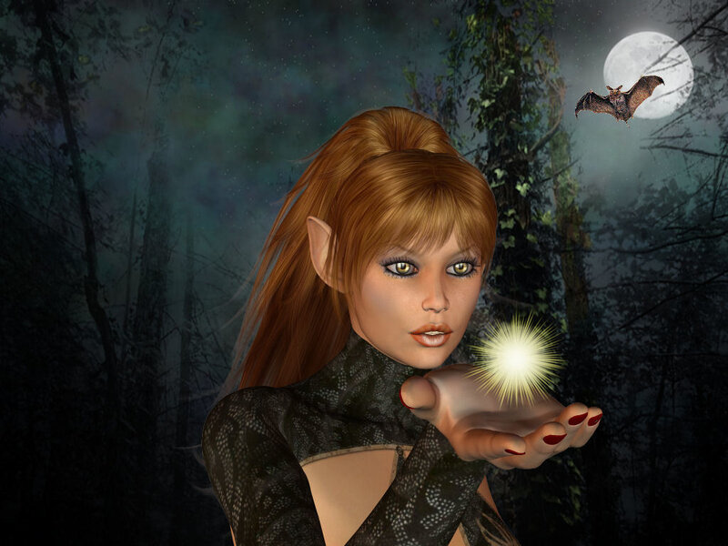 elf woman with glowing orb