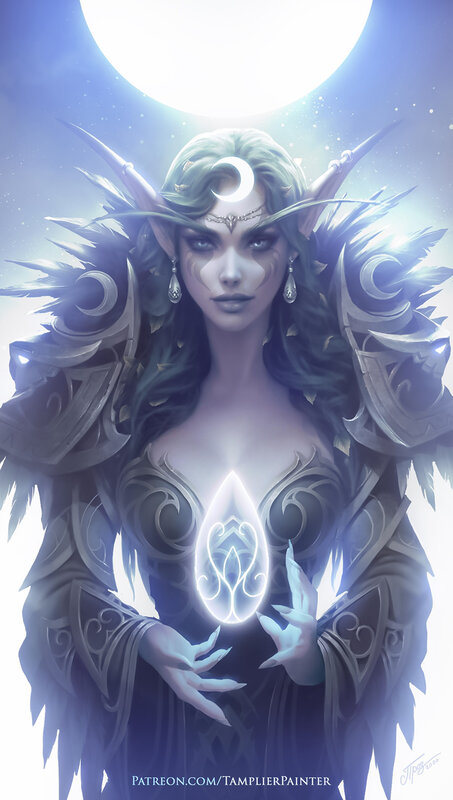 Elf Woman with Glowing Orb — Blue