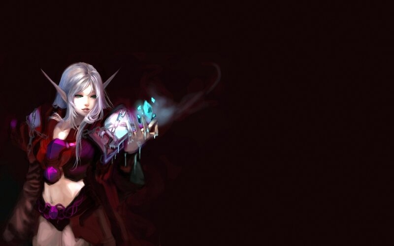 Elf Woman with Glowing Staff — Black