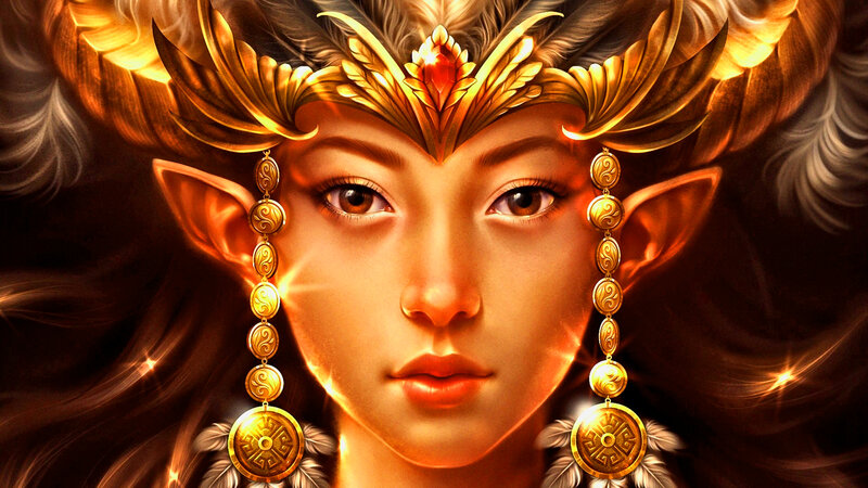 Elf Woman with Golden Crown — Gold