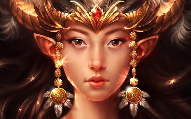 Elf Woman with Golden Crown