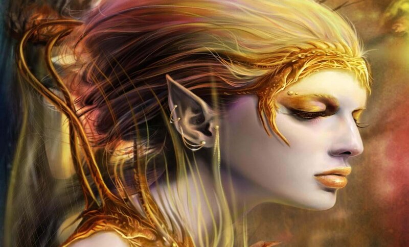 Elf Woman with Golden Hair — Gold, Serene
