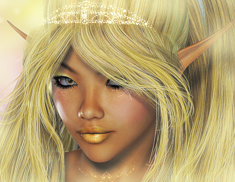 Elf Woman with Golden Hair — Yellow, Serene