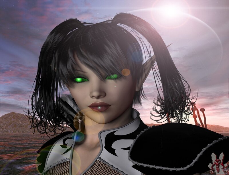 elf woman with green eyes