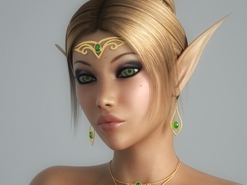 elf woman with green eyes