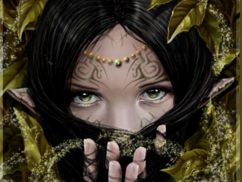 elf woman with green eyes