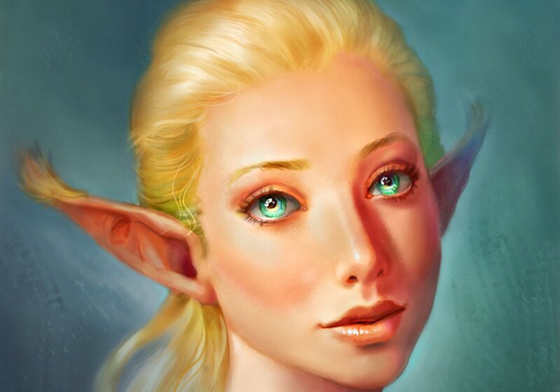 Elf Woman with Green Eyes — Blue