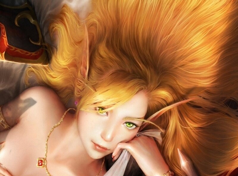 Elf Woman with Green Eyes — Gold