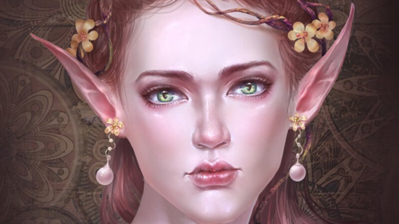 Elf Woman with Green Eyes — Pink