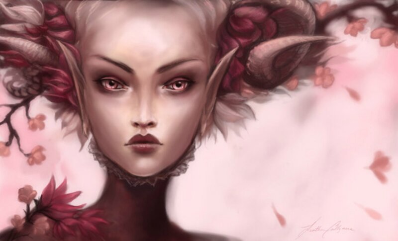 Elf Woman with Horns — Pink