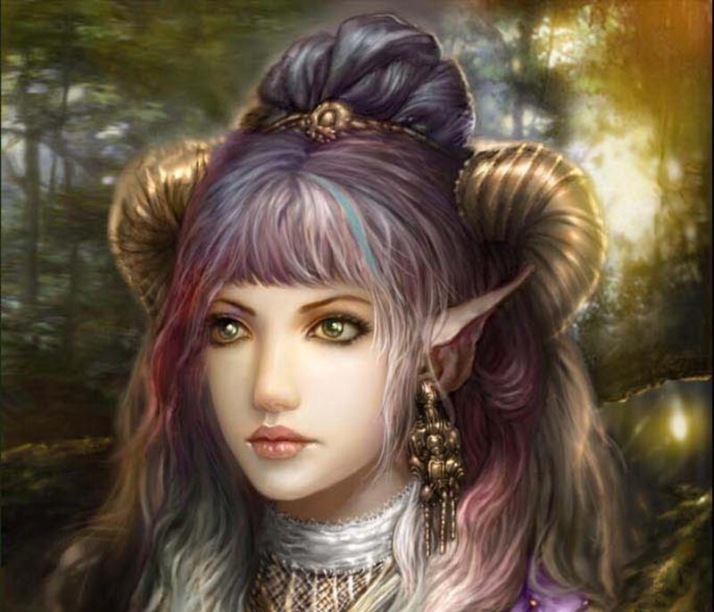 Elf Woman with Horns — Purple