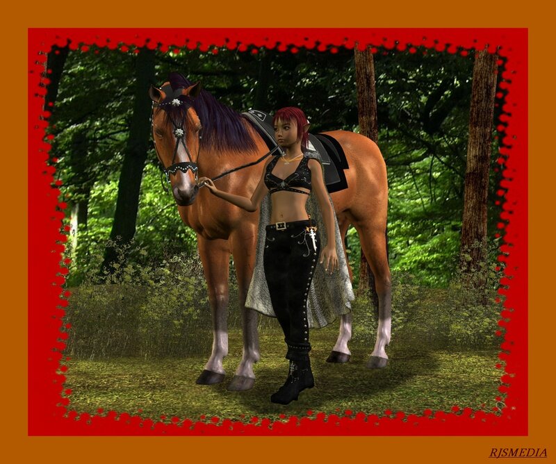 Elf Woman with Horse — Red