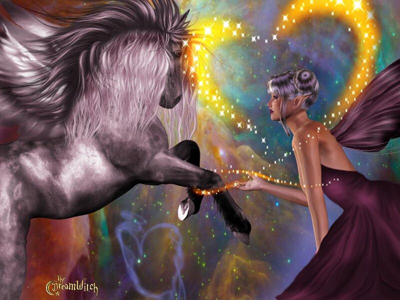 Elf Woman with Horse