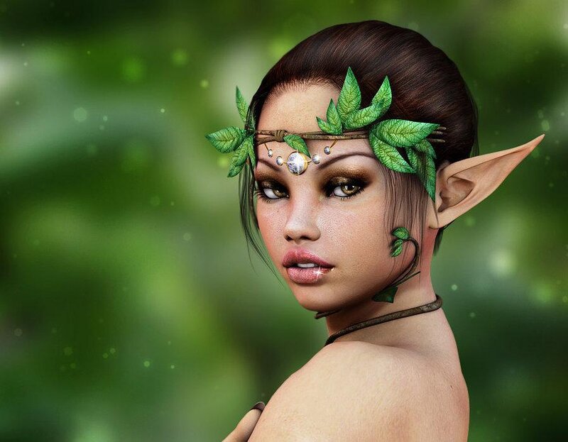 elf woman with leaf crown