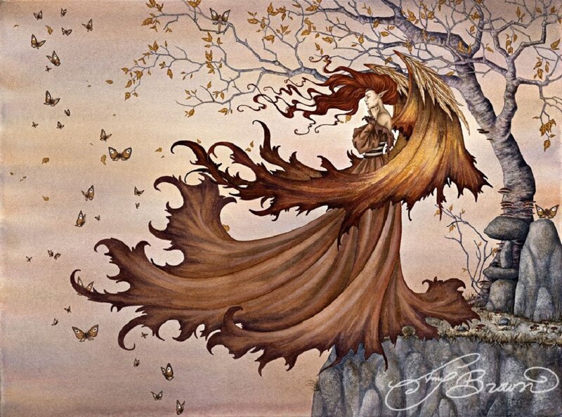 Elf Woman with Leaf Wings — Brown