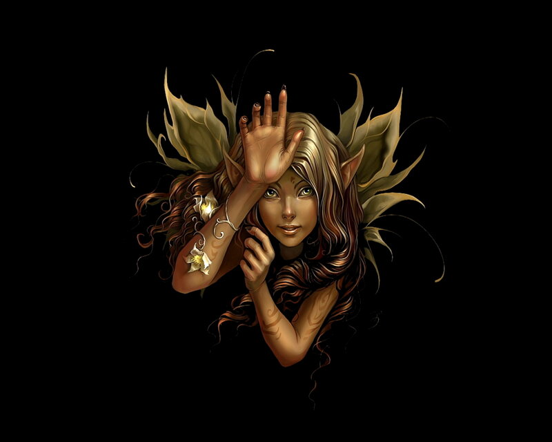 Elf Woman with Leaf Wings
