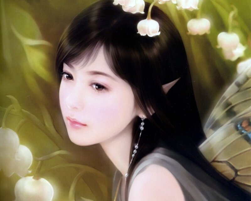 elf woman with lily of the valley