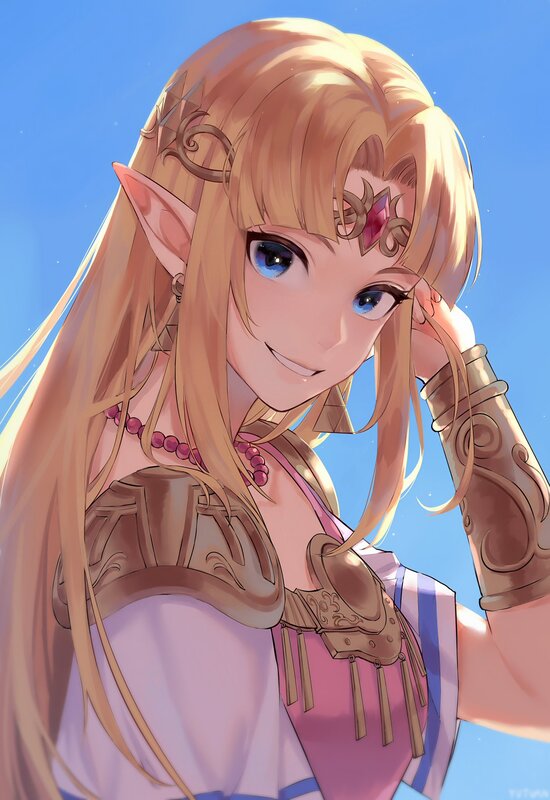 Elf Woman with Long Hair — Blue, Serene, Afternoon