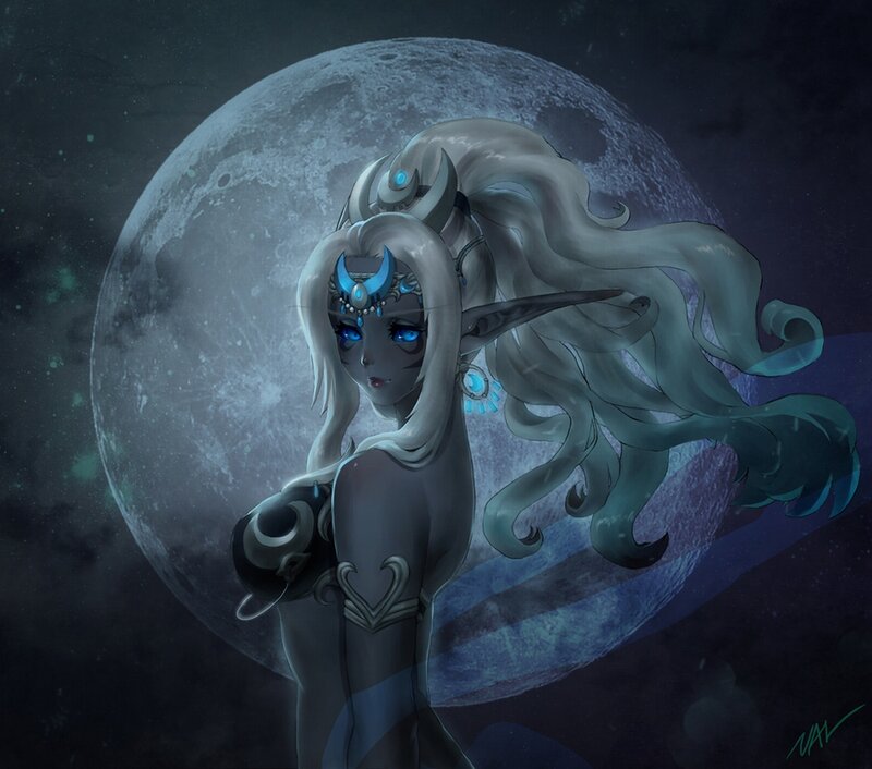 Elf Woman with Long Hair — Blue