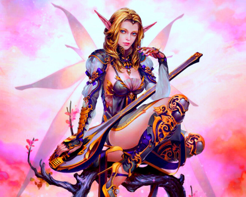 Elf Woman with Lute