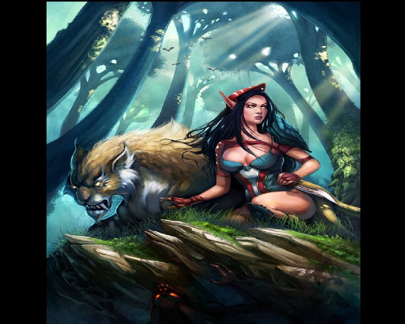 Elf Woman with Lynx