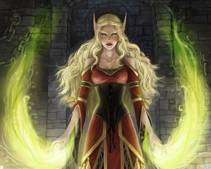Elf Woman with Magic — Green