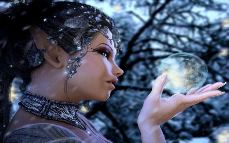 elf woman with magic orb