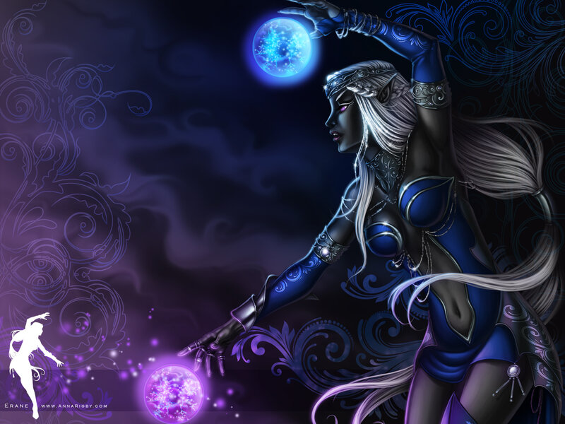 Elf Woman with Magic Orbs