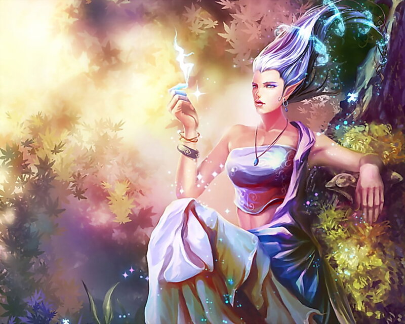 Elf Woman with Magic — Purple, Serene, Autumn