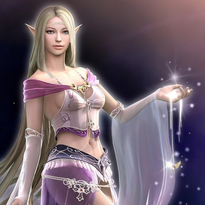 Elf Woman with Magic — Purple, Serene