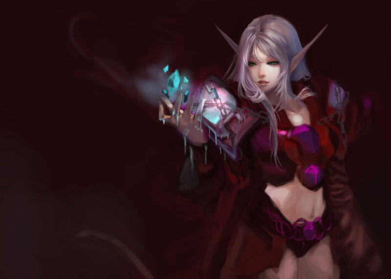 Elf Woman with Magic — Purple