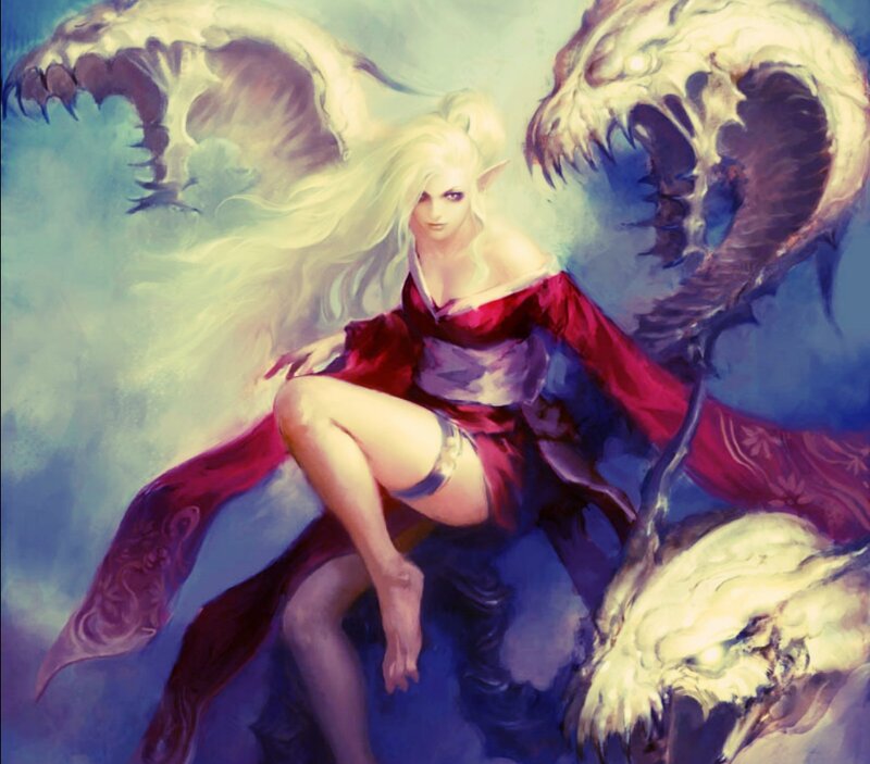 Elf Woman with Monsters