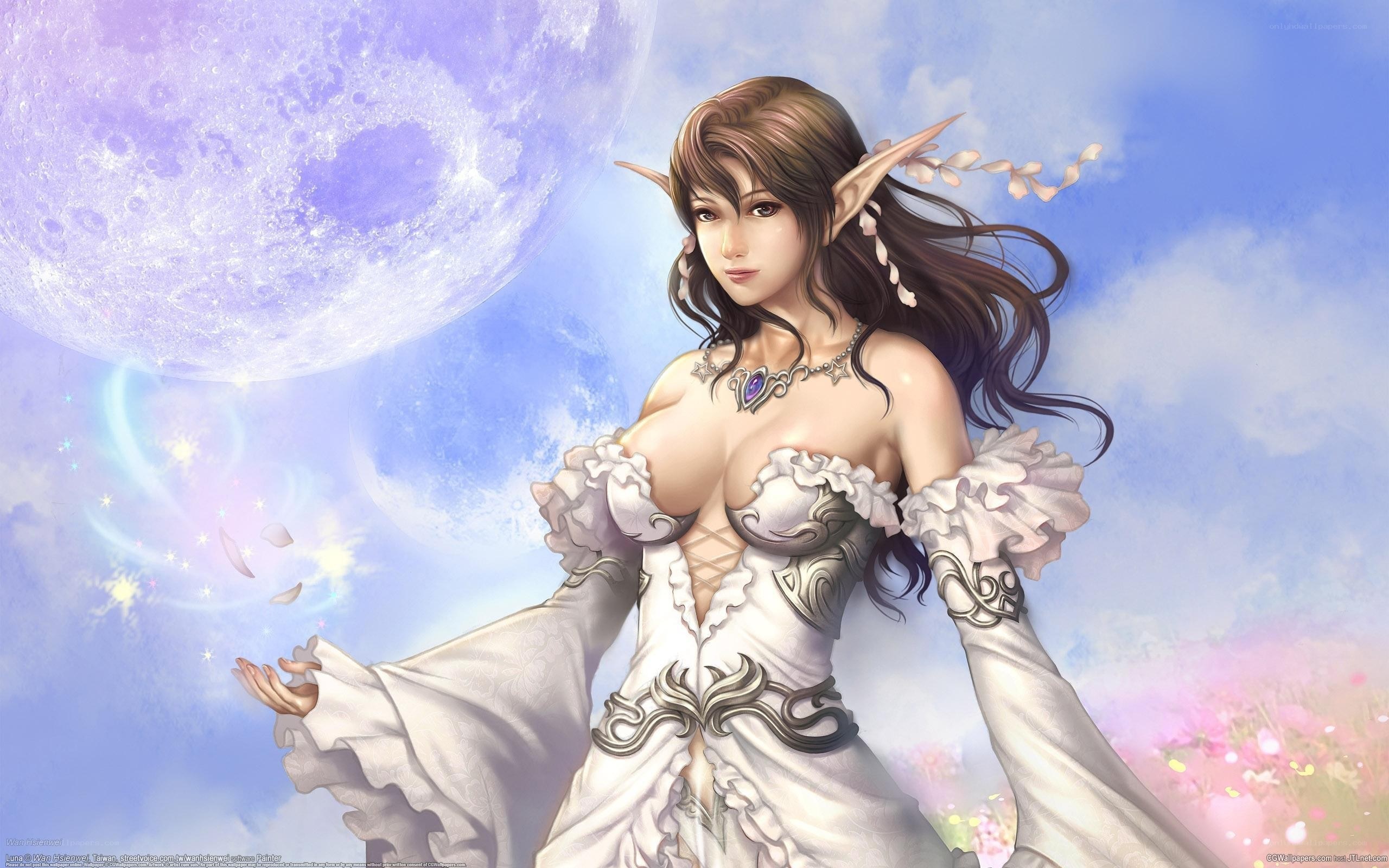 elf woman with moon background