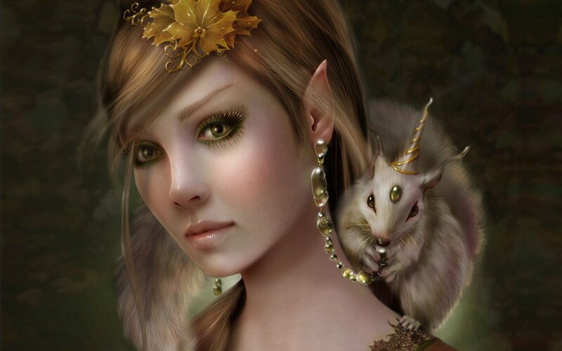 Elf Woman with Mouse