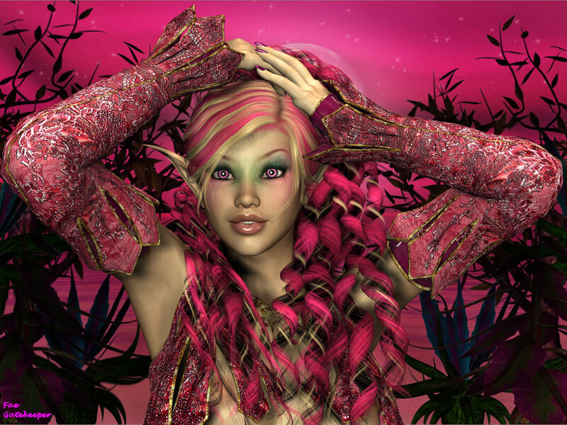 elf woman with pink hair