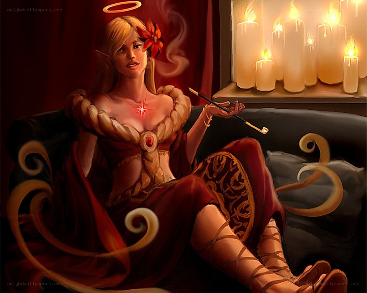 elf woman with pipe