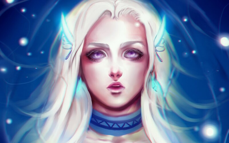 Elf Woman with Purple Eyes — Blue