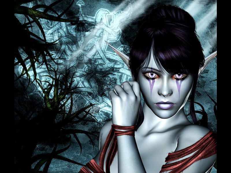 Elf Woman with Purple Eyes