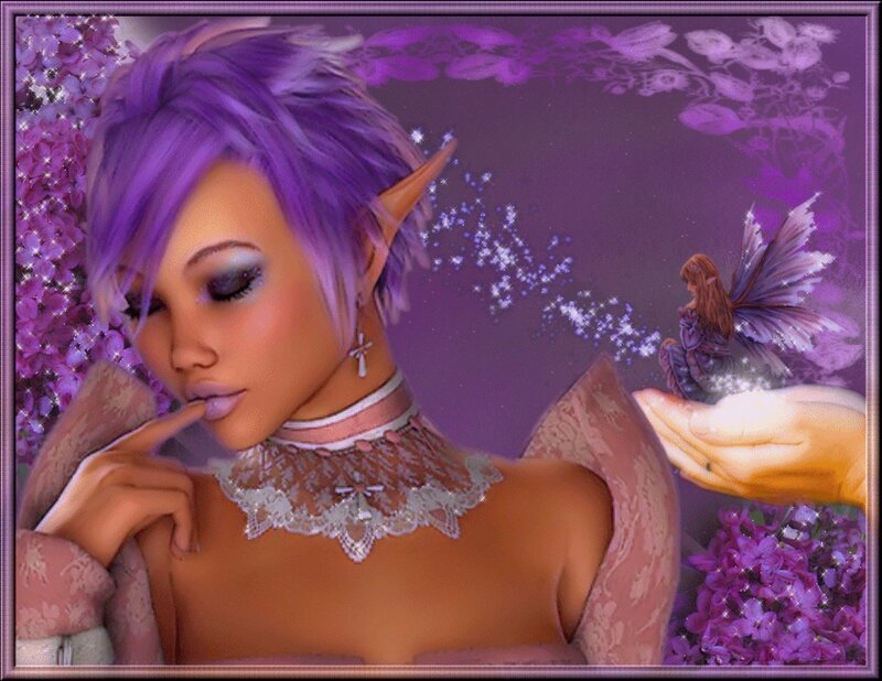 Elf Woman with Purple Hair — Dreamy, Digital Art
