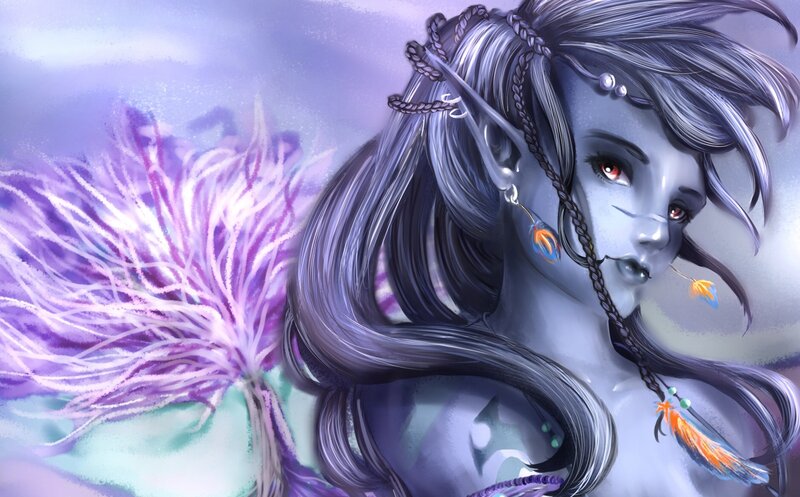 Elf Woman with Purple Hair — Dreamy